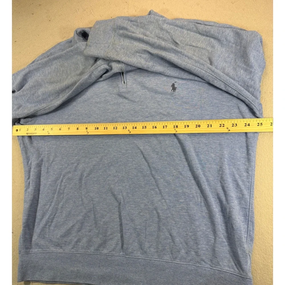 Polo Ralph Lauren Mens Large Blue Heathered Quarter Zip Pullover Sweater